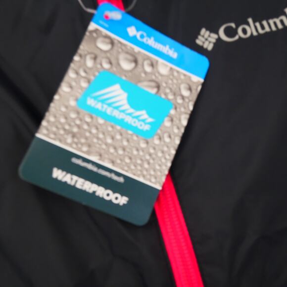 NEW Columbia Girl's 10/12 Switchback II Lightweight Rain Jacket Black Pink - Picture 3 of 10